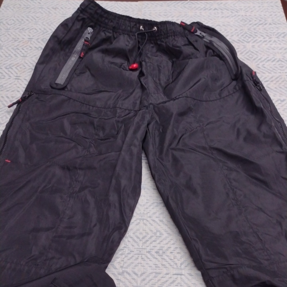 Athletic Works Men's Black Cargo Pants 100%Nylon,Fising, Repellent.